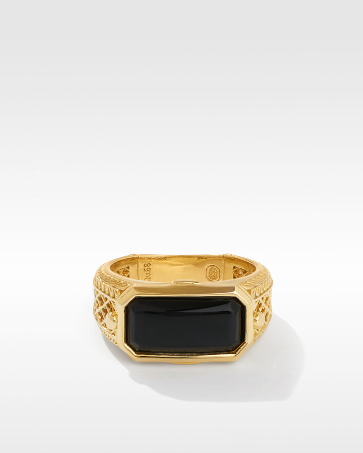 18KT GOLD BLACK ONYX RING | Konstantino Jewelry
