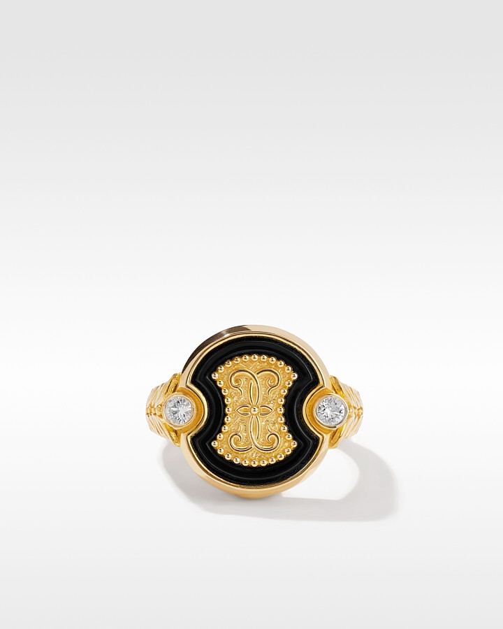 コンスタンティーノ　リング 18KT GOLD WHITE SAPP+ONYX RING | Konstantino Jewelry