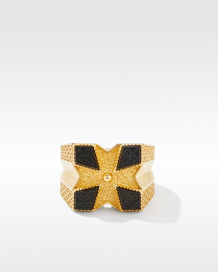 18KT GOLD BLACK ONYX RING | Konstantino Jewelry